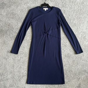 Michael Kors - Large - Navy - Long Sleeve - Front Twist Dress